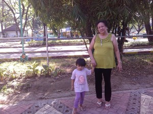 My daughter with Grandma in the park